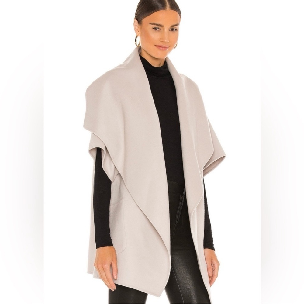 NWOT Lamarque Penelope Double Face Wool Coat Feather Gray Open Front Coat XS/S